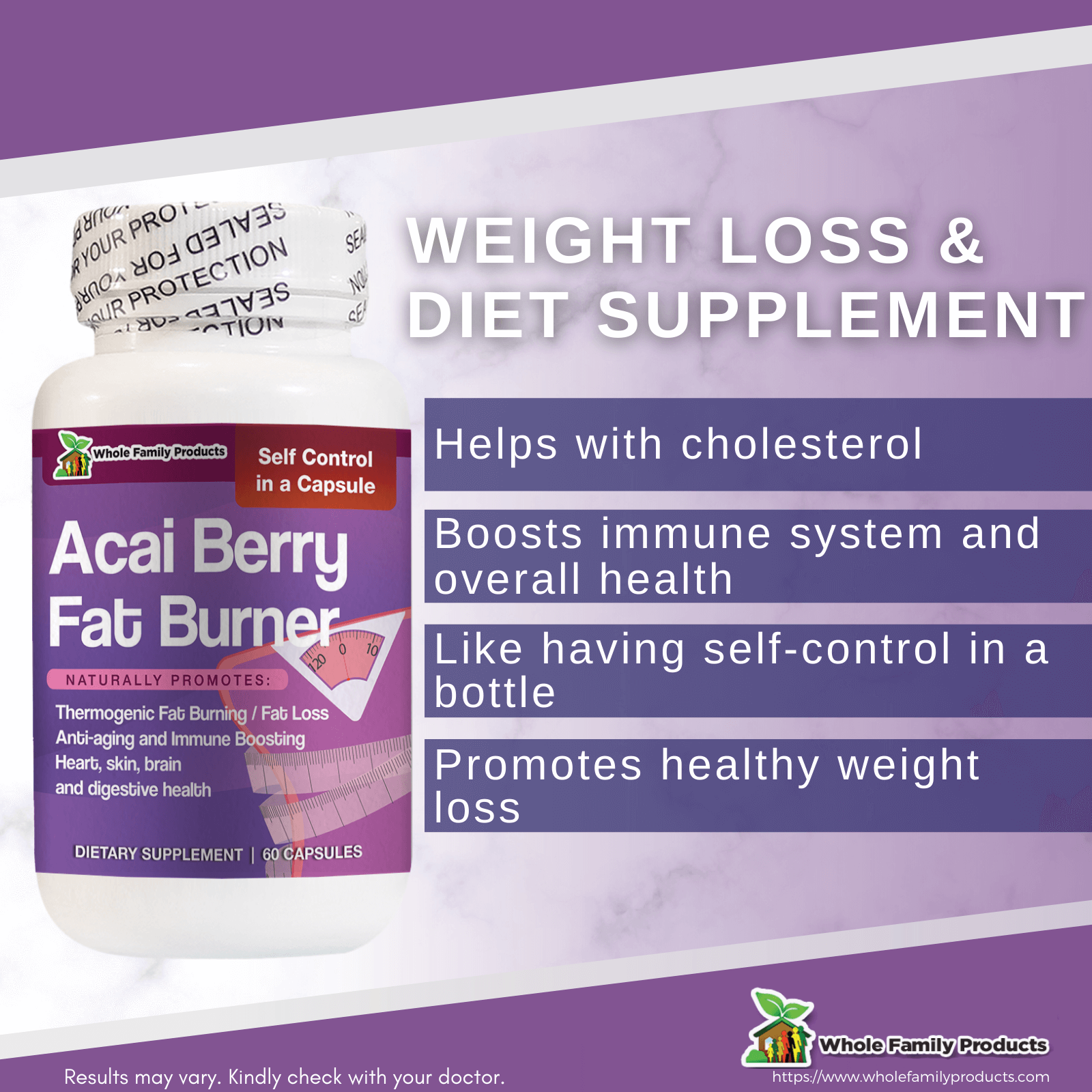 Acai Berry Fat Burner 60ct WFP Infographic