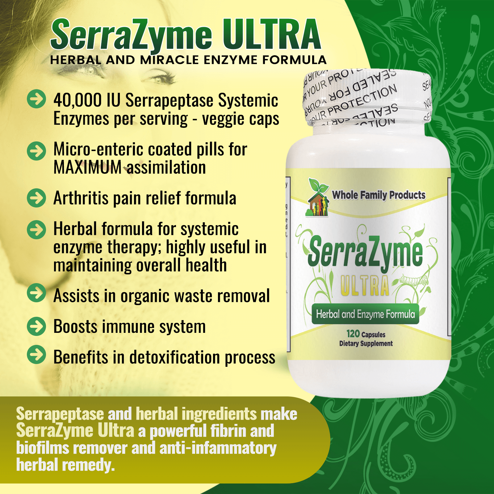 SerraZyme Ultra 120 Capsules Best Serrapeptase Supplement