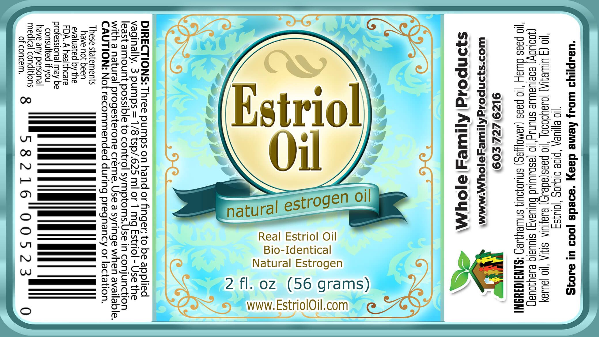 Estriol Oil Product Label