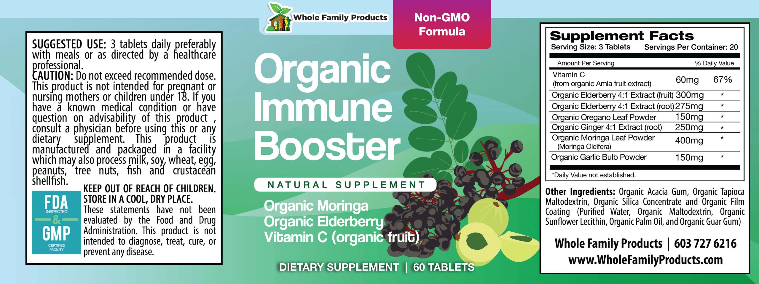 Organic Immune Booster Product Label